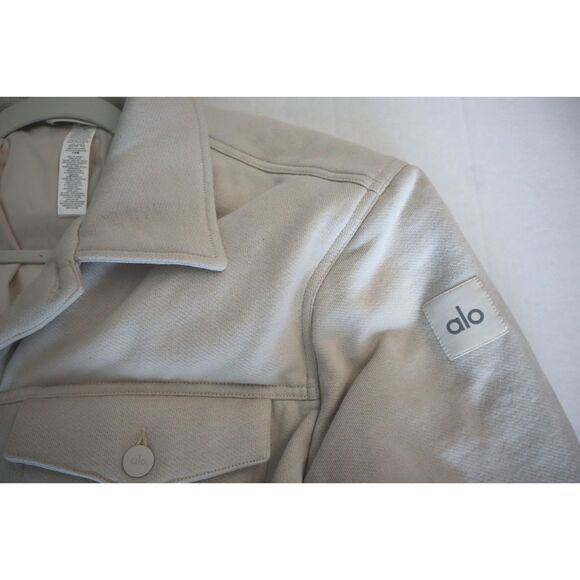 Alo W4380R Men's Sz M Bone/Beige French Terry Ease Trucker Jacket - Picture 5 of 11